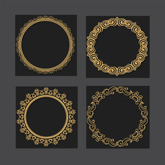 A collection or set of Luxury decorative vintage retro ornamental baroque shield logo icon
