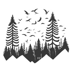 Obraz premium forest nature illustration grey