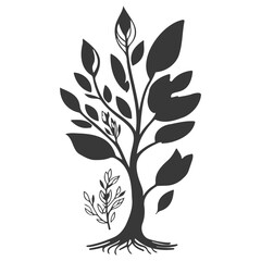 tree half spring autumn floral illustration grey