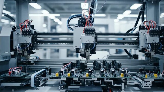 Robotic Arms Assembling Products in Factory