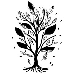 tree half spring autumn floral illustration sketch hand draw