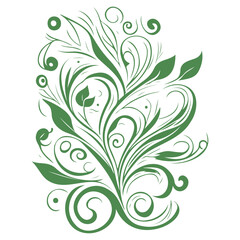 royal swirls flower illustration green