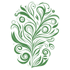 royal swirls flower illustration green