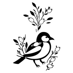 bird flower illustration sketch hand draw