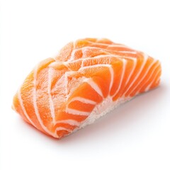 Close-up of a fresh salmon sashimi slice
