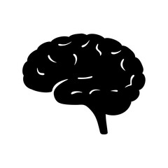 Stylized black and white illustration of a human brain anatomy design