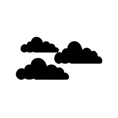 Silhouette of fluffy cumulus clouds drifting peacefully across a clear white sky