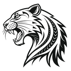 Striking black and white leopard logo design with bold lines and a powerful silhouette