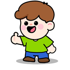 Happy cartoon kid giving a thumbs up.