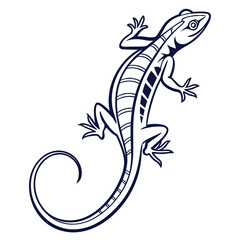 Monoline vector emblem design featuring a stylized lizard in a clean emblematic style