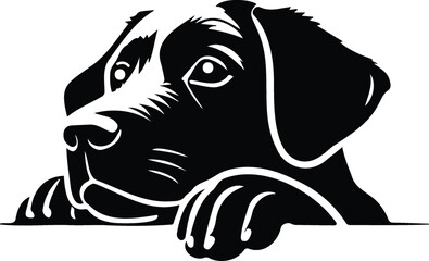 Peeking Puppy Silhouette Vector Art – Perfect for Stickers & Prints