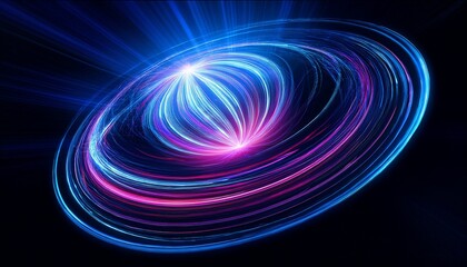 A Dark Backdrop Provides The Setting For A Radiant Sphere Around Which Vibrant Swirling Tendrils Of Blue And Pink Light Dance Creating A Dynamic Visual Effect