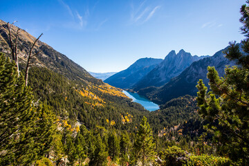 Autumn landscape in Aiguestortes and Sant Maurici National Park, Spain
