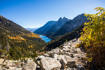 Autumn landscape in Aiguestortes and Sant Maurici National Park, Spain