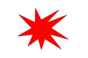 Red abstract starburst explosion shape bold graphic design for sale posters, comic effects, stickers, and decorative highlights