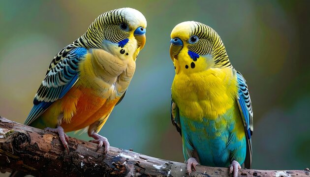 Two parakeets on a branch