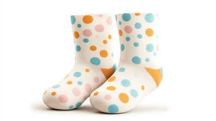 Colorful polka dot socks in playful design with pastel colors