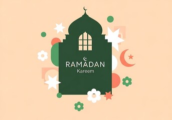 Modern ramadan kareem design with mosque silhouette