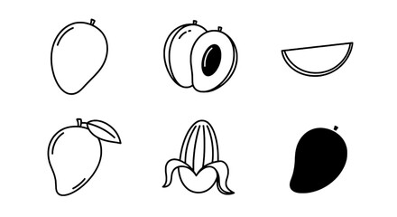 Fototapeta premium Mango fruit icons simple vector drawing for design projects