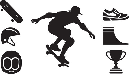 Skateboarding Silhouette Collection Action Sports Equipment Skateboarder Stunt Ramp Trophy