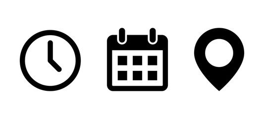 Time, Date and Location icons