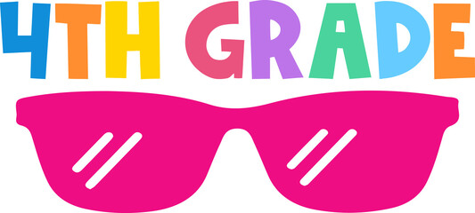 4th Grade Fourth Grade back to school typography clip art design on plain white transparent isolated background for card, shirt, hoodie, sweatshirt, apparel, tag, mug, icon, poster or badge