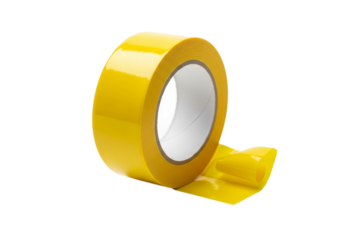 Yellow tape roll isolated on transparent background