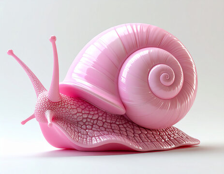 pink snail on white background