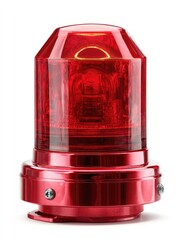 Red warning light, sharply focused against white background