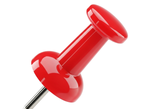 Red thumbtack isolated on transparent background