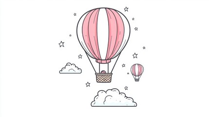 Obraz premium Pink hot air balloon illustration