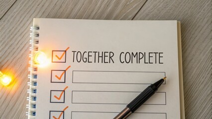 Checklist for Collaboration and Completion with Pen on a Table