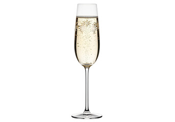 Champagne flute with bubbles isolated on transparent background