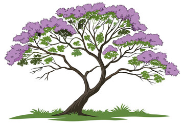 vector tree with pink flowers