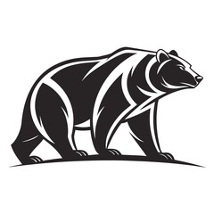 Fototapeta premium Stylized black bear walking with sharp lines and tribal design elements