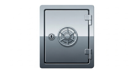 High-quality digital illustration of a closed metal vault with a complex dial mechanism, representing banking security, wealth storage, and protection