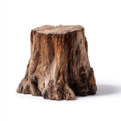 Aged tree stump, isolated on white