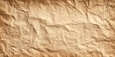 Wrinkled, light brown kraft paper texture