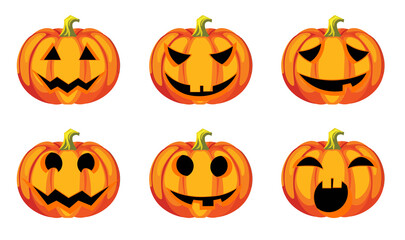 Halloween pumpkin with big smile character face expression.