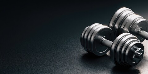 Two metallic dumbbells on a dark surface (1)