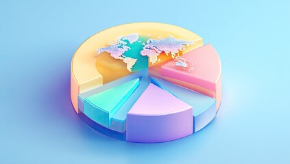Pastel pie chart with world map
