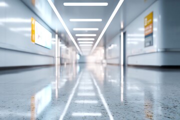 Hospital Corridor With Soft Lighting Creating a Calming Atmosphere