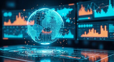 Global Data Analytics Visualization with Futuristic Holographic Display and Digital Technology