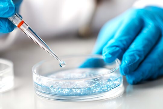 Scientists Perform Precise Liquid Transfer Using a Pipette in Lab Settings