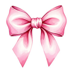 Pink Watercolor Bow with Flowing Ribbons