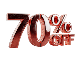 Seventy percent off sale isolated on transparent background for advertising use