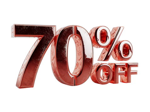 Seventy percent off sale isolated on transparent background for advertising use