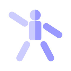 Abstract stylized figure joyfully dancing, simple design, pastel purple.
