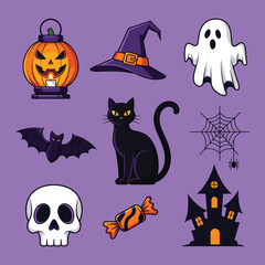 Halloween Party Icons Set Illustration