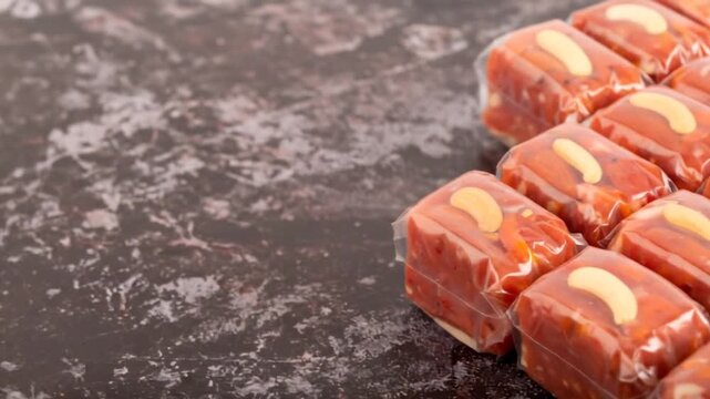Sweet treats in plastic wrap